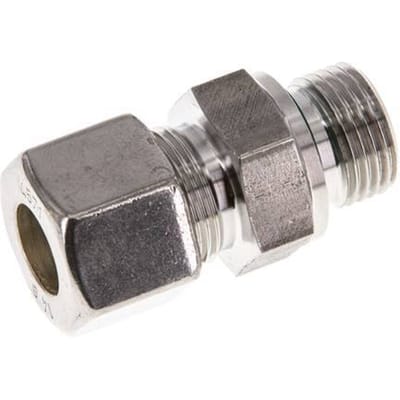 G 1/2'' Buitendraad x 14S RVS Rechte Knelfitting met FKM Afdichting 630 Bar DIN 2353 - FL2S-MO-STFP-012G-14-S