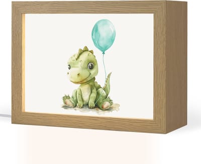 Nachtlampje 20x15 cm - Kinder lampje - Draak - Baby dier - Blauwe ballon - Tafellamp kinderkamer - Slaapkamer lamp - Bedlamp kinderen - Kinderlampje stopcontact - Wandlamp babykamer - Nachtlampjes