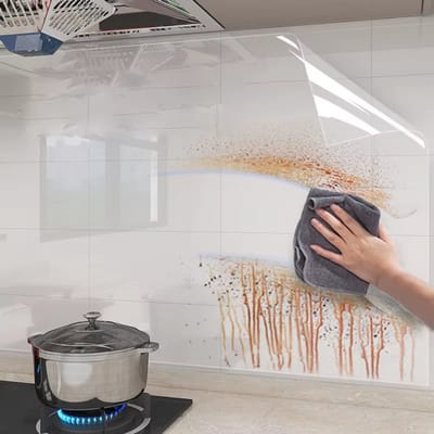 Transparante Keuken Beschermfolie voor Muur en Behang – Elektrostatische Hechting – Olie- & Waterafstotende Wandfolie voor Keuken en Huis - 45cmx2m