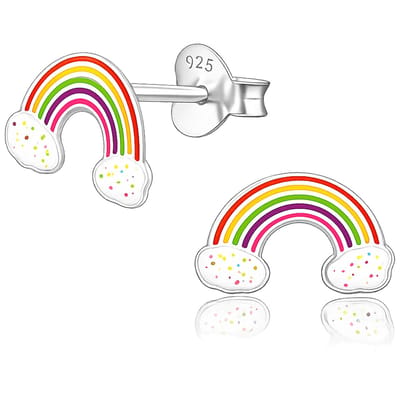 Kinder Oorbellen Meisje – Regenboog Oorstekers Zilver 925 – 10 mm – Hypoallergeen – Schattige Stud Earrings – Cadeau Meisjes