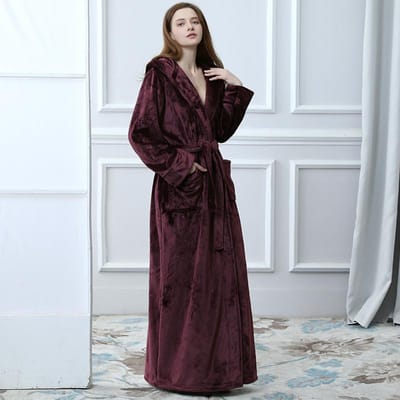 Heren Plus Size Lange Warme Flanellen Badjas Winter Capuchon Koraalfleece Badjas Heren Nachtkleding Dames Ochtendjas Sexy Badjassen M gray