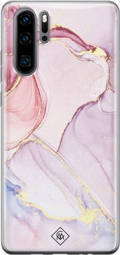 Casimoda® hoesje - Geschikt voor Huawei P30 Pro - Marmer roze paars - Siliconen/TPU - Soft Case - Paars - Marmer