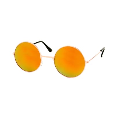 Loud and Clear® - Oranje Zonnebril - Heren - Dames - Goud - Oranje - Rond - Spiegel - Koningsdag - WK