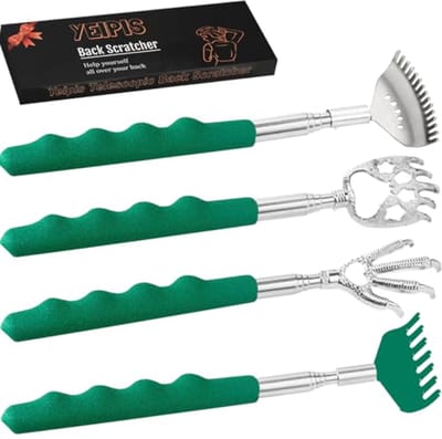 Telescopische Rugkrabber 4 Stuks - Draagbare Metalen Rugmassagegereedschap met Rubberen Handgrepen