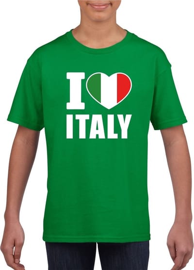 Groen I love Italy supporter shirt kinderen - Italie shirt jongens en meisjes 110/116