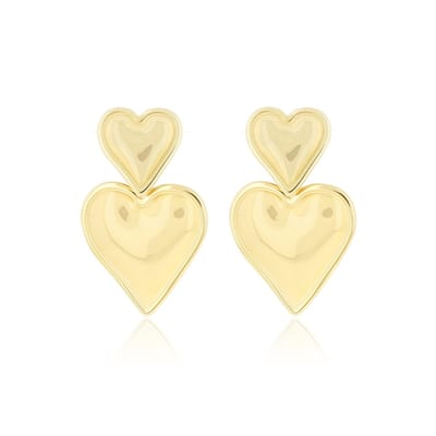 Gold coloured earrings with hearts