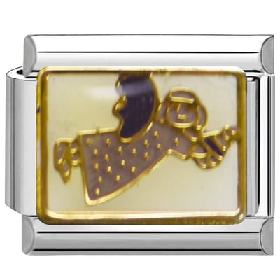 Quiges - Schakel - Bedel - 9mm - charms - Engelen - Geschikt voor - armband - Schakelarmband - italy bedels armband
