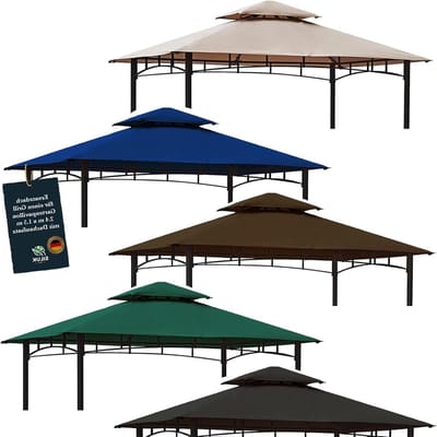 Vervangend dak voor paviljoen Grill 2,4 [m] x 1,5 [m] meter zand antiek paviljoen waterdicht materiaal: Panama PCV Soft 370g/m² extra sterk model 11 (Cappuccino)