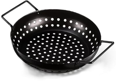 VHV - Grillplaat - BBQ grillplaat - Bakplaat barbecue - Anti-aanbak - Roestvrij staal - RVS - Voor vlees en groenten - Voor barbecue en oven - Cirkel - Zwart