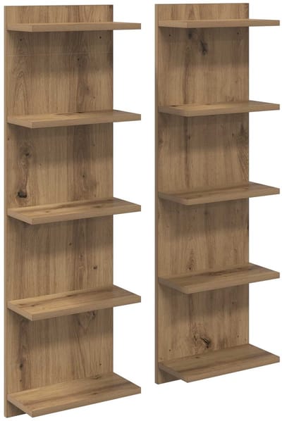 vidaXL - Wandplank - 2 - st - Artisanaal - eiken - 30 - x - 15 - x - 100 - cm - Bewerkt - hout