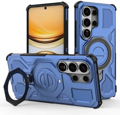 Hoesje geschikt voor Samsung Galaxy S26 Ultra | Compatibel met MagSafe / Qi2 | 360° Draaibare Magnetische Standaard | Back Cover Kickstand Ring | Blauw