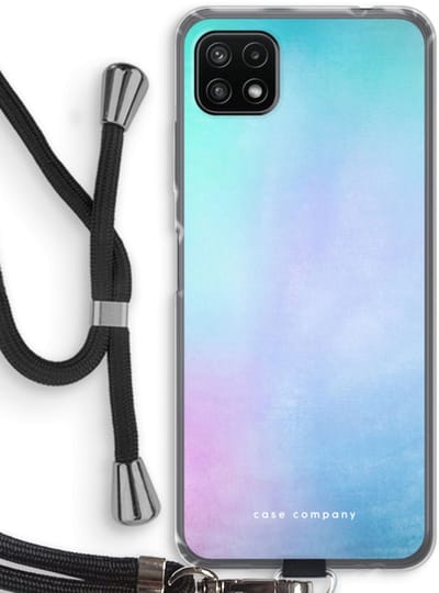 Case Company® - Hoesje met koord geschikt voor Samsung Galaxy A22 5G hoesje met Koord - Mist pastel - Telefoonhoesje met Zwart Koord - Bescherming aan alle Kanten en Over de Schermrand