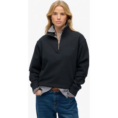 Superdry Essential Logo Embroidered Sweatshirt Met Halve Rits Blauw XL Vrouw