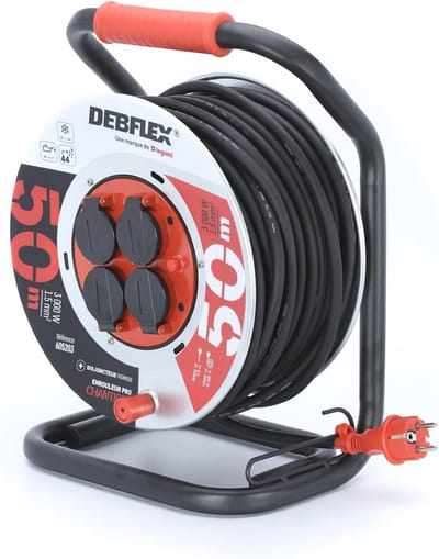 Waterdichte Oproller HO7RN-F 3G1,5-4 – IP44 – 25M – Zwart en Rood
