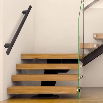 Muur trapleuning - Steun handgreep - Veilig traplopen - Industrieel vierkant metaal - 300 cm set - Zwart