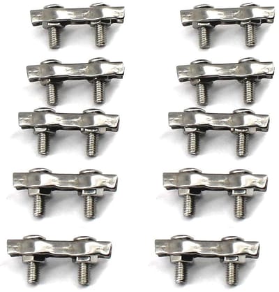 Virtubuy - Kabelclip - Dubbele Klem - Hoogwaardige 304 Roestvrijstaal - Silver - Veiligheid - Perfect voor Kabelbevestiging - 10 Stuks