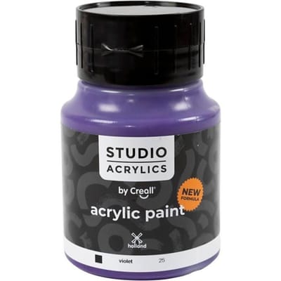 Acrylverf – Paarse Verf – Acrylaatverf – Acrylic paint – Hobbyverf – Sneldrogend – Violet (#25) – Dekkend – Creall Studio – 500 ml – 1 fles