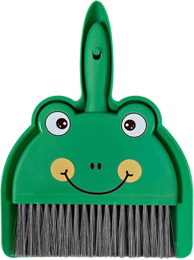 Bezem Stoffer - Kleine Set - Bureau Schoonmaken - Verzonken Clipontwerp - 25 x 17 cm - Grijs