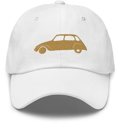 De2pktjes - Beige Colorado geborduurde pet (voor en achter) Citroën Dyane - Wit