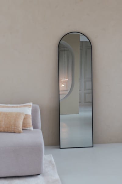 Nordic Style® Boogspiegel 170x50cm - Zwart - Scandinavische Spiegels - Halfrond - Pas spiegel - Staande spiegel - Kleedkamer spiegel - Pas - Boog - Half Rond Ronde - Woonkamer - Wand - Muurspiegel - Muur