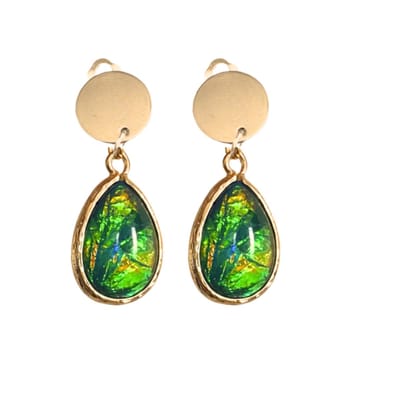 Clip oorbellen -groen -olie -goudkleurig--geen gaatje- Charme Bijoux