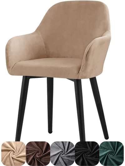 Stretch fluwelen stoelhoezen, 1-delige set, universele stoelhoes met armleuningen, afneembaar, wasbaar, eetkamerstoelen, overtrek voor keuken, eetkamer, banket, bruiloft, feest (camel, 1