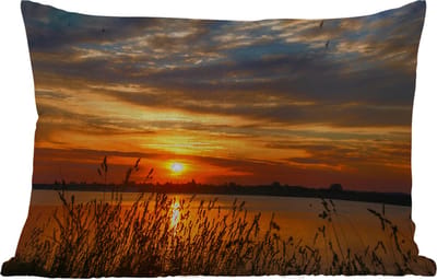 Buitenkussens - Tuin - Zonsondergang - Zee - Horizon - Lucht - Planten - 50x30 cm