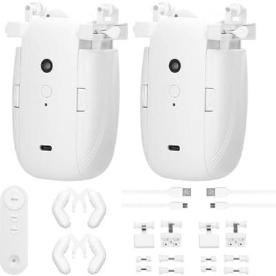 2 stuks 3 in 1 Intelligente Gordijn Motor Thuis Elektrische Gordijn Opener Geen Bedrading met Afstandsbediening 2pcs wit