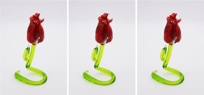 Set van 3 prachtige, mondgeblazen glazen rozen / roos / glas / handmade