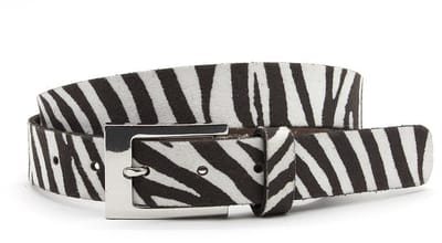 Damesriem wit/donker bruin - Leren jeans riem 3cm met zebraprint - Leer - Jeans riem - Casual - Maat 95