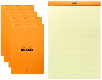 Rhodia Notitieblok - Schrijfblok - N19 - gelijnd - yellow pad - 21x31,8cm - 80g - oranje - 80 vel - 5 stuks