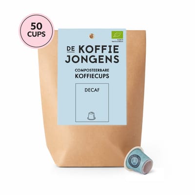 De Koffiejongens - grootverpakking Decaf - geschikt voor Nespresso - 100% biologische koffie - 50 composteerbare koffiecups