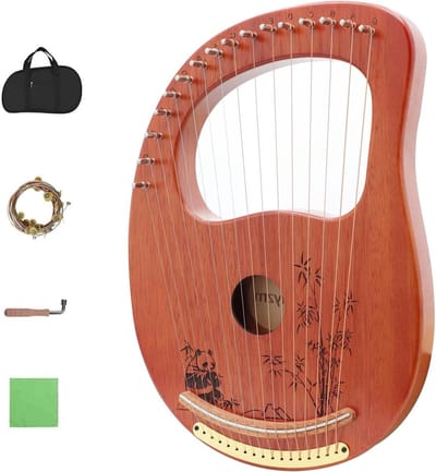 Draagbare Lier Harp van Massief Mahoniehout met 16 Metalen Snaren voor Volwassenen en Beginners