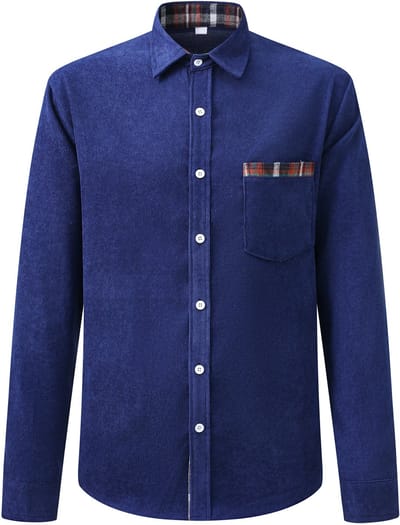 ALLTHEMEN Heren Tweekleurig Langarm Casual Overhemd met Reverskraag - Corduroy - S