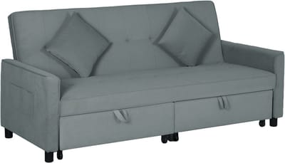 HOMCOM Slaapbank Polyester, Eucalyptushout 196L x 90B x 89H cm Grijs