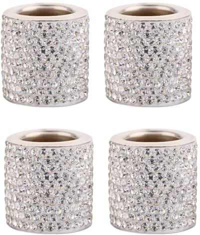 Dailygoods- Hoofdsteun Kraag - 4x Witte Hoofdsteun Ringen - Kristal Strass Decoratie - Auto Interieur - Bling Bling - Geschikt voor SUV/Vrachtwagen - Autoaccessoires