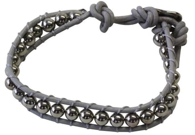 Behave - Armband - grijs imitatieleer met kralen - casual trendstijl