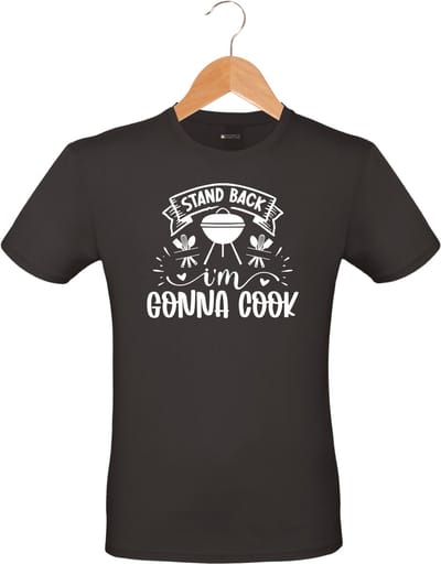 Mijncadeautje - Barbecue T-shirt - unisex - zwart - BBQ - Garden party - Tuinfeest - Vrijgezel - Verjaardag - Stand back i'm gonna cook - maat S