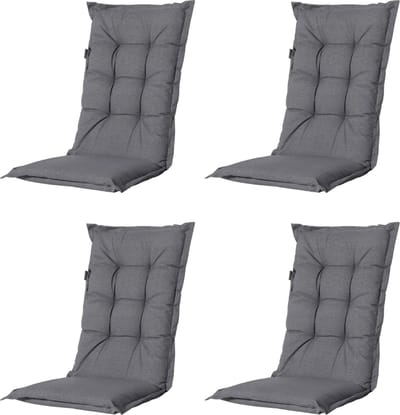 Madison - Tuinkussen - Universeel - Hoge Rug - 4 st. - Outdoor Oxford Grey - 123x50cm - Grijs - Tuinstoelkussens - Standaardstoel