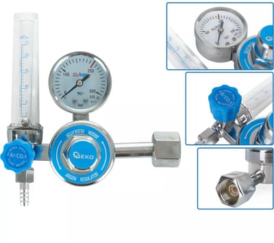 GEKO CO2/argon drukregelaar met precisie rotameter voor MIG/TIG lassen