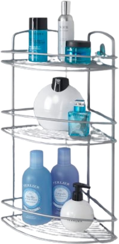 Metaltex - Doucherek Onda - Hoekrek 3 etages - Voor badkamer of douche - Sterke coating - 22 x 22 x 53 cm - 5 jaar garantie