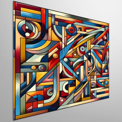 Acryl picasso schilderij | Vibrant Cubist Expression: Mesmerizing Acrylic Masterpiece by Picasso | Kunst - 50x50 centimeter op Dibond | Foto op Dibond