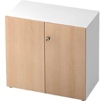 TOPAS LINE archiefkast, 2 dossierhoogtes, afsluitbare deuren, decor wit/eiken