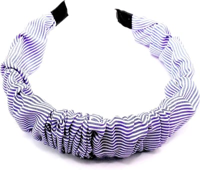 Diadeem katoen geribbeld blauw-wit gestreept