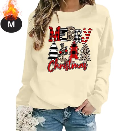 Bovista Kersttrui - Dames - Foute Kersttrui - Christmas Sweater - Kerst Sweater - Christmas Jumper - Pyjama - Abrikoos - M