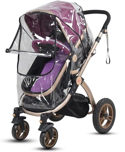 Universele Vouwbare Waterdichte Kinderwagen Regenhoes met Doorzichtig Venster en Windbescherming - Ideaal voor Buitenactiviteiten en Bescherming tegen Regen
