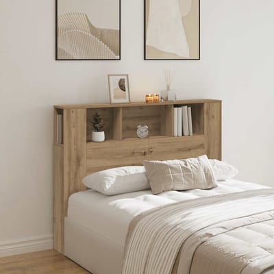 vidaXL - Hoofdbordkast - Artisan - Eiken - 140x18,5x102,5 - cm - Bewerkt - Hout