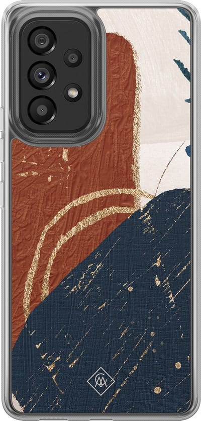 Casimoda® hoesje - Geschikt voor Samsung Galaxy A52 5G - Abstract Terracotta - 2-in-1 case - Schokbestendig - Geometrisch patroon - Verhoogde randen - Rood, Transparant