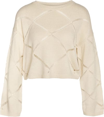Noisy May NMJUNE L/S O-NECK CROP KNIT NOOS Sweatshirts gebroken wit S