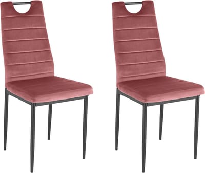 Mandy-Eetkamerstoel - Roze Fluweel - Set van 2